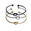 Metal Zinc Alloy Rose Gold Color Tie Knot Bracelet Bangles Fashion Simple Cuff Open Bracelets 4 Colors Adjustable Size For Women257O