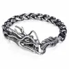 Davieslee Dragon Head Bracciale da uomo Bracciale da uomo in acciaio inossidabile 316L Catena a maglie di grano Gioielli punk 9mm 21 5cm DLHB450 210609245g