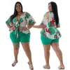 Tracksuits Two Piece Set 2022 Loose Blouse And Shorts Women Summer Loungewear Casual Sweat Suits Plus Size Wholesale Drop 5xl