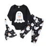 Clothing Sets Toddler Kids Boys Girls Outfit Halloween Prints Long Sleeves Romper Pants Hat 3pcs Set Outfits 4 Month Baby Girl Clothes