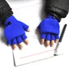 Étudiant hiver chaud tricoté gants enfants demi-doigt mitaines en plein air filles cyclisme gants sans doigts