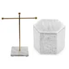 Smyckespåsar 2st Metal Golden Storage Rack med Marble Base Small Earrings Halsband Display Box -La