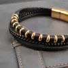 Bracelets de charme Tendance Multi-Couche En Cuir En Acier Inoxydable Golden Luxe Bracelet Pour Hommes Classique 2022 Accessoires Pour Cadeau De L'année