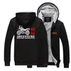 Heren Hoodies Wintertime Men GS Adv Logo Cartoon Dikke hoodie Heren Zipper Winter Warm Fleece Coat Male tracksu V