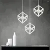 Pendant Lamps Nordic Style Geometric Cube Iron Ceiling Light Lamp Fixture For E27 Bulb