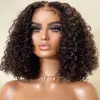 360 150% court Bob bouclés perruques de cheveux humains pour les femmes noires brésilien Remy 13x1 T partie eau profonde vague dentelle frontale perruque avec des cheveux de bébé