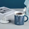 Muggar 1 Set isbj￶rn keramisk mugg kaffekoppvatten med skedlock