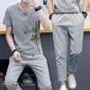Men's Tracksuits Product High-grade Men China Wind Brief Paragraph T-shirt Suit/male Leisure Round Collar Short With Sleeves