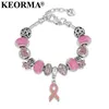 Keorma Breast Cancer Awaling Pink Ribbon Pendant Heart Snake Schair Skerble Baracelet Bracelet Bracelet Women Women Mother's Gift1336T