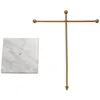 Smyckespåsar 2st Metal Golden Storage Rack med Marble Base Small Earrings Halsband Display Box -La