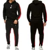 남자 tracksuits 가을 겨울 트렌드 후드 2 개 세트 7 색 가벼운 양털 까마귀 스웨터 조깅 바지 sportwear 조깅 복장 로고 남자 sweatsuit