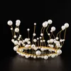 LED -licht gloeiende flitsende peal kroon hoofdband nieuwe meisjes parels kristal mini tiara haaraccessoires cake decor