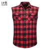 Men's Tank Tops Casual Flannel Plaid Shirt Sleeveless Cotton Plus-size Vest