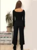 Camisas femininas 2022 Primavera preta do escritório Lady ladra elegante colher pesco