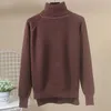 Kvinnors tröjor aecu turtleneck kvinnor tröja vinter varm kvinnlig jumper tjock jul ribbad stickad pullover topp pull hiver femme