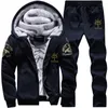 Men's Tracksuits Winter Warm Tracksuit Men Set Casual Jacket Suit Brand Clothing Mens Sweats Two Pieces Zipper Sweatshirt Drop