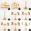 Candle Holders Metal Holder Stand Candelabra Taper Golden Candlestick Floral Peacock Embossed Wedding Event Party