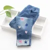Nowe mody dziewczyny haft dżinsy dżinsy dziecięce miękkie bawełniane dżinsy dzieci wiosna jesień swobodne spodnie dziecięce splasy w talii 201205414020