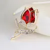 Модные розовые цветочные броши для женщин Tulip Brooch Pin Elegant Athestone Brooch Toat Значок женский ювелирные изделия подарки