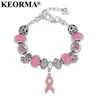 Keorma Breast Cancer Awaling Pink Ribbon Pendant Heart Snake Schair Skerble Baracelet Bracelet Bracelet Women Women Mother's Gift1336T