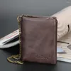 Carteira carteira curta masculina com zíper bolso de bolso multi bits titular de cartão walet luxuros brifold cadeia bolsa pequeno homem de couro