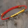 Bracelets porte-bonheur bouddhiste tibétain nœuds faits à la main fil perles irrégulières rouge noir corde tirant Bracelet pour femme E6p3