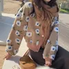 Damesjassen Koreaanse zoete driedimensionale bloemen Design Crop Coats O-Neck Vintage 2022 Fall Winter Chic Outwears 2022