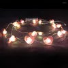 Saiten LED-Lichterkette, rotes Herz, Länge 2, batteriebetrieben, Weihnachtsdekoration, Weihnachtslicht, Kupferschnur, Party-Beleuchtungskette