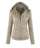 Giacca autunno inverno Donna Felpe con cappuccio Giacche da moto Capispalla nera Cappotto basic in ecopelle PU