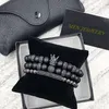 2-teiliges Set Uxury Fashion Crown Charm Armband Naturstein für Damen und Herren Pulseras Masculina Schmuck Geschenk Urlaub Valentinstag274B