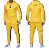 Träningsoveraller för män Höst Vinter Trend Hooded 2 delar Set 7-färgad Ljus Fleece Luvtröja Sweatshirt Joggingbyxor Sportkläder Jogging Outfit Logo Man SweatSuit