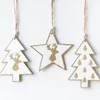 Kerstdecoraties Jaar natuurlijke houtboom ornament diy houten hangende hangers sneeuw decora adornos de navidad