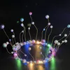 LED-Licht leuchtend blinkend Peal Crown Stirnband neue Mädchen Perlen Kristall Mini Tiara Haarschmuck Kuchen Dekor