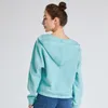 Lu yoga vestiti con scollo a V maglione sportivo con cappuccio da donna sciolto più velluto sport all'aria aperta top a maniche lunghe lu-F157 Si prega di controllare la tabella delle taglie per acquistare