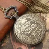 Pocket Watches Retro Bronze Deer Pattern Quartz Movement Watch Alloy Case Round Dial Antique Old Clock Unisex Slim Chain Pendant