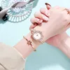 Wristwatches 2022 Women Bracelet Watches Fashion Simple Dial Inlaid Rhinestone Stainless Steel Ladies Quartz