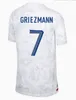 Mbappe 축구 유니폼 2022 Benzema Griezmann 프랑스 클럽 풀 세트 Pogba Cup Giroud Kante Maillot de Foot Equipe Maillots 키트 키트 남자 남자 축구 셔츠