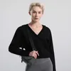 Lu yogakleding V-hals sporttrui met capuchon dames losse plus fluwelen buitensporttop met lange mouwen lu-F157 Controleer de maattabel om te kopen