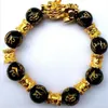 Feng Shui Black Obsidian Alloy Wealth Bracelet-original 281f