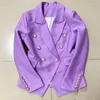 Vestes femme Star 2022 veste manteau Double boutonnage métal boucle Lion Slim Fit piqué costume lilas violet O215