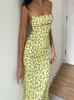 Casual jurken sexy spaghetti riem backless bloemenprint midi jurk dames 2022 zomer elegant halter bandage bodycon sundress strandkleding