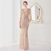 2022 Nieuwe sexy long mermaid formele avondjurk vrouwen feest prom jurken bling pailletten kunstontwerp