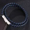 Charm-Armbänder aus Leder, geflochten, schwarz, blau, verflochten, mehrschichtig, für Herren, Schmuck, Geschenk, BB0498