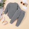 Kleidungssets 4 Farben Geborenes Baby Gestrickte Warme 2 Stücke Anzug Kleinkind Junge Plaid Langarm Strampler Hosen Herbst Winter Casual Kleidung Set