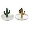 Sieradenzakken 2 pc's Noordse cactusvormige display opbergbakken stand schotelhouder -wit groen goud wit