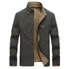 Men's Jackets 8875 Spring Autumn Double-Sided Jacket For Men Business Casual Stand Collar Multiple Pockets Classic Khaki Coat Male Clothes