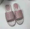 Women Slippers Leather Espadrilles Sandal Luxury Flat Platform Round-Toes Slippers with Double Metal for Beach Weave Shoes