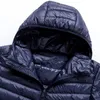 Winter Mens Fashion Down Jacket Hooded Short Casual Lightweight White Duck Large Size Solid Color Jacket Trend