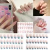 Faux Ongles Ongles Artificiels Amovibles 24PCS Français Avec Motif De Coeur Conception Extension Décor Appuyez Sur