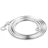 Correntes CM 20 polegadas Men Colar Sterling Silver 1 5mm Corrente de cobra Solid 925 Colorchains de ouro branco227m